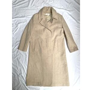 Pomandère Oatmeal Cream Textured Wool Blend Long Maxi Duster Coat, US 4